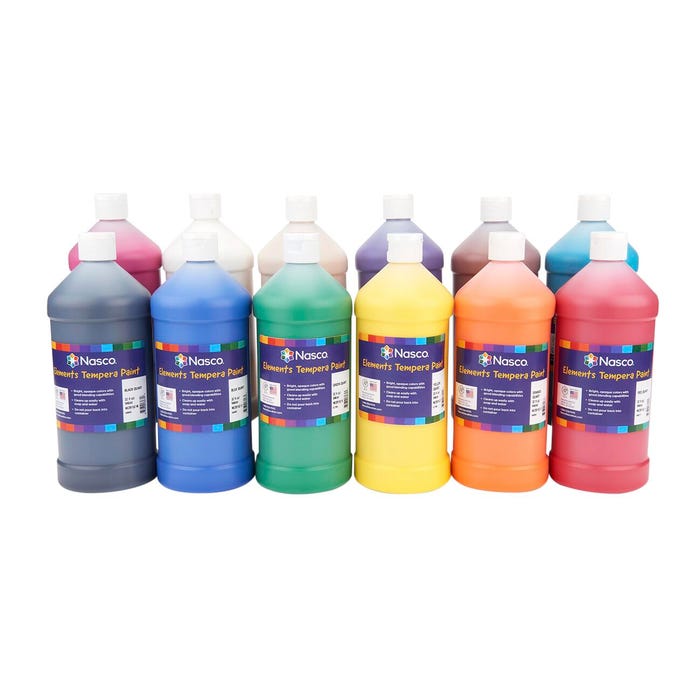 Nasco Elements Tempera Paint, Quarts, Set of 12