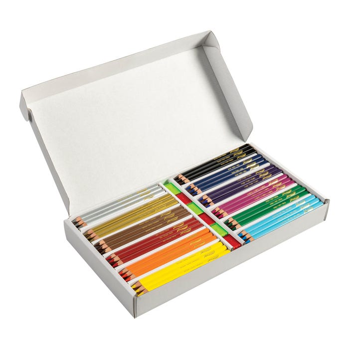 Prang Triangular Colored Pencils Classroom Pack with Sharpeners, 5.5mm Core, Assorted Colors, 150 Pieces