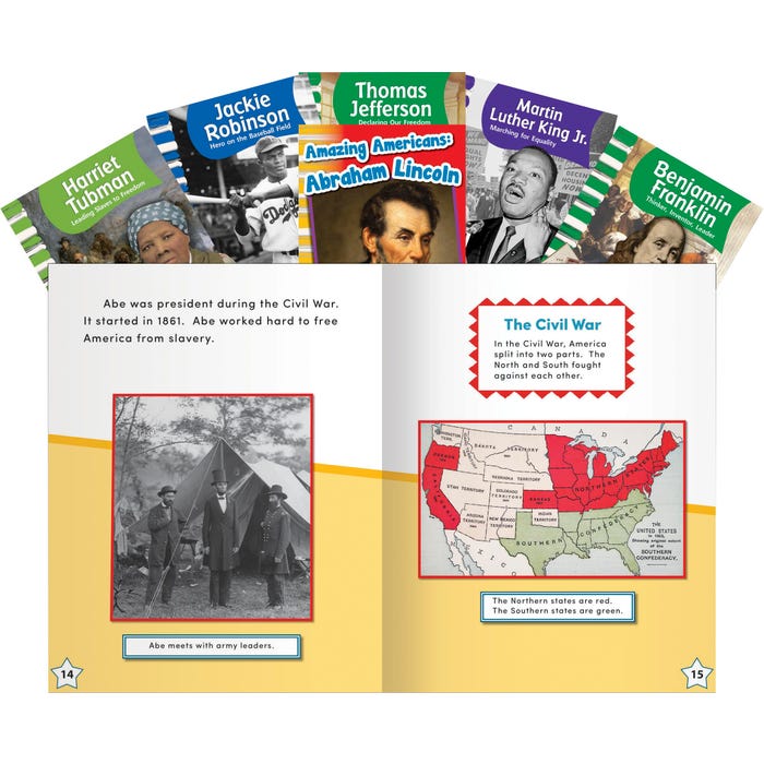 Teacher Created Materials Famous Americans, Grades 1 to 2, Set of 6