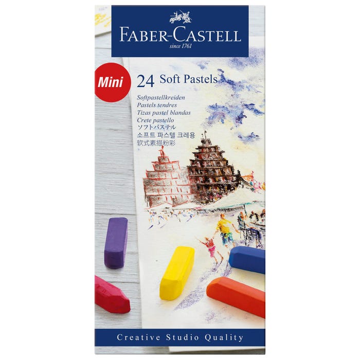 Faber-Castell Creative Studio Soft Pastels, Half Stick, Assorted Colors, Set of 24