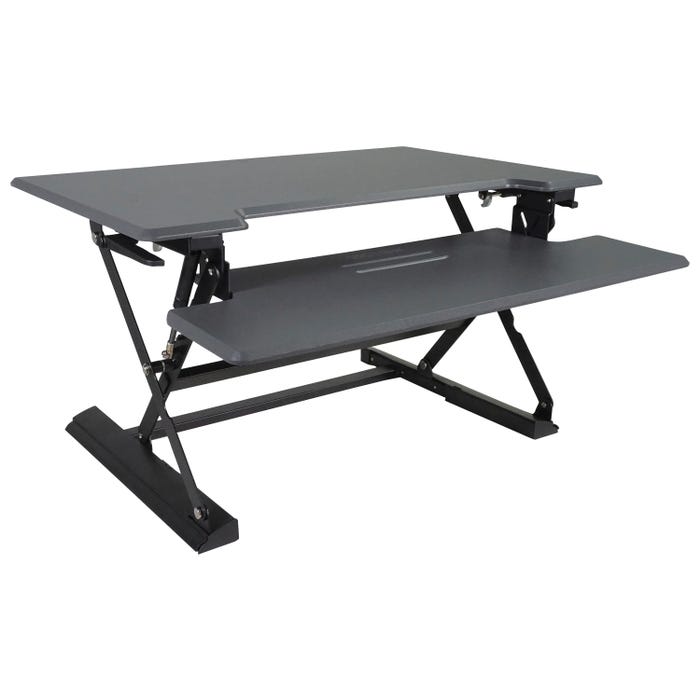 Victor High Rise Height-Adjustable Standing Desk -- Desk Riser, Adjustable, 36 x 23 x 21 Inches, Charcoal Gray/BK