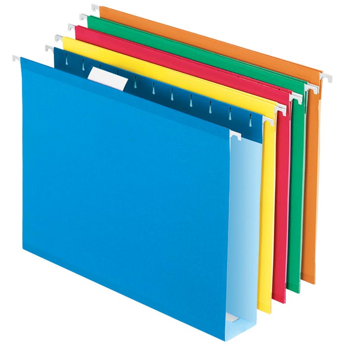 Pendaflex Reinforced Hanging File Folder, 1/5 Cut Tabs, Letter Size, 2 Inch Expansion, Assorted Colors, Set of 25