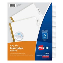 Avery Insertable Divider, Two Sided, 5 Tab, 8-1/2 x 11 Inches, Clear, 1 Set 2010283