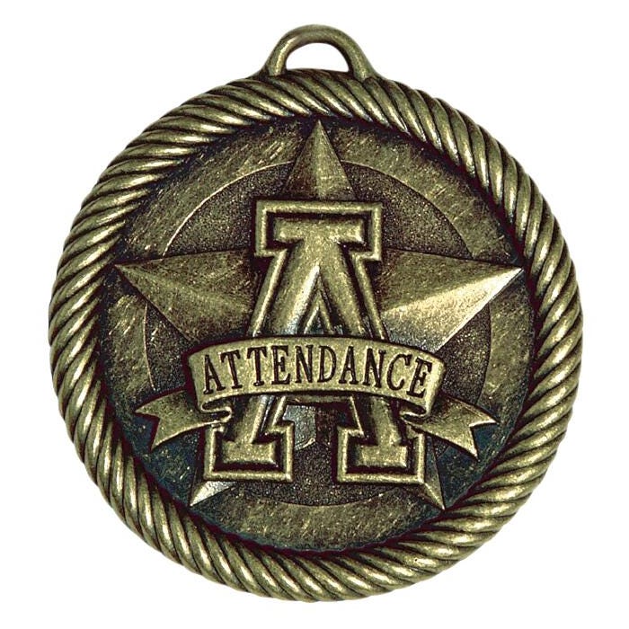 PDU & CAT Multi-Level Dovetail/Attendance Value Medal, 2 Inches, Solid Die Cast, Gold