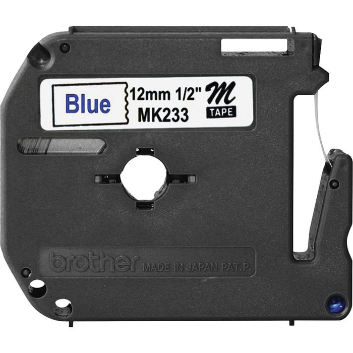 Brother P-Touch M-K233 Tape Cartridge, 1/2 Inch x 26 Feet, Blue on White