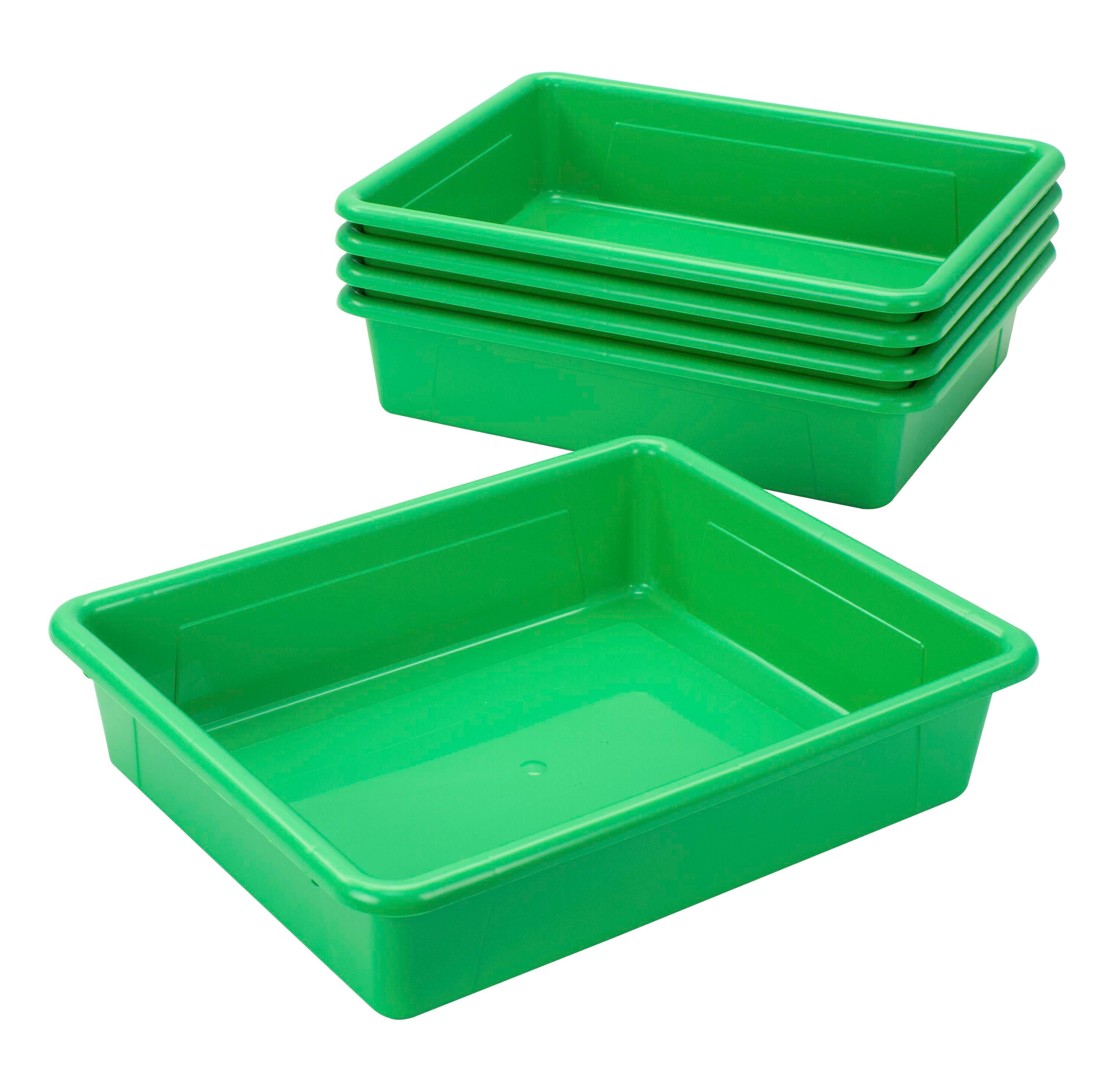 School Smart Storage Tray, Letter Size, 10-3/4 x 13-1/4 x 3 Inches, Green, Pack of 5 2012813