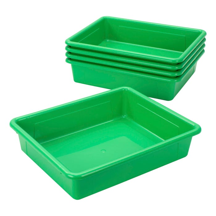 School Smart Storage Tray, Letter Size, 10-3/4 x 13-1/4 x 3 Inches, Green, Pack of 5