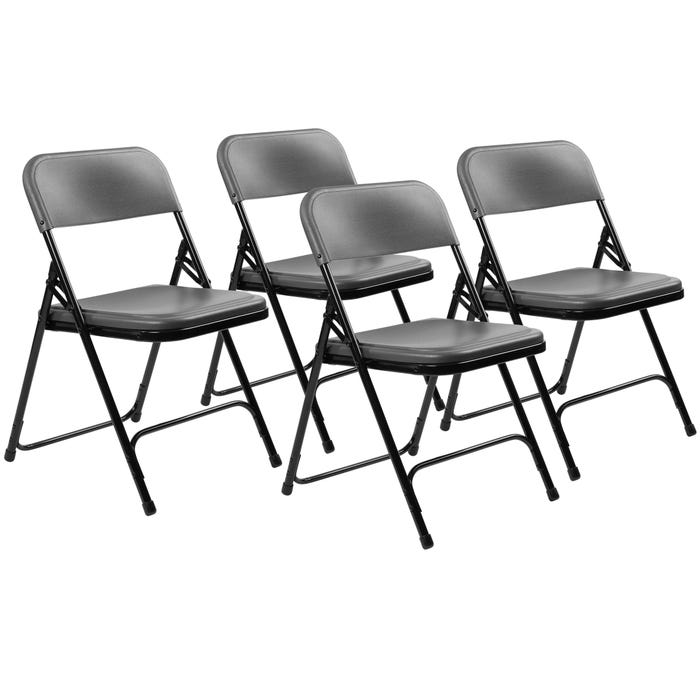 National Public Seating 800 Series Premium Lightweight Plastic Folding Chair, Charcoal Slate, 18-Inch Seat Height, Pack of 4