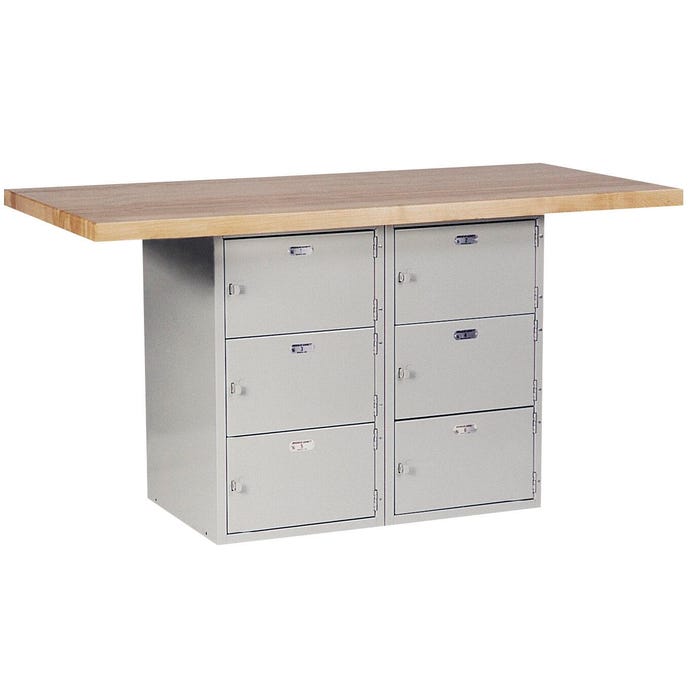 Montisa 2 Station Workbench with 6 Horizontal Lockers and 1 Vise