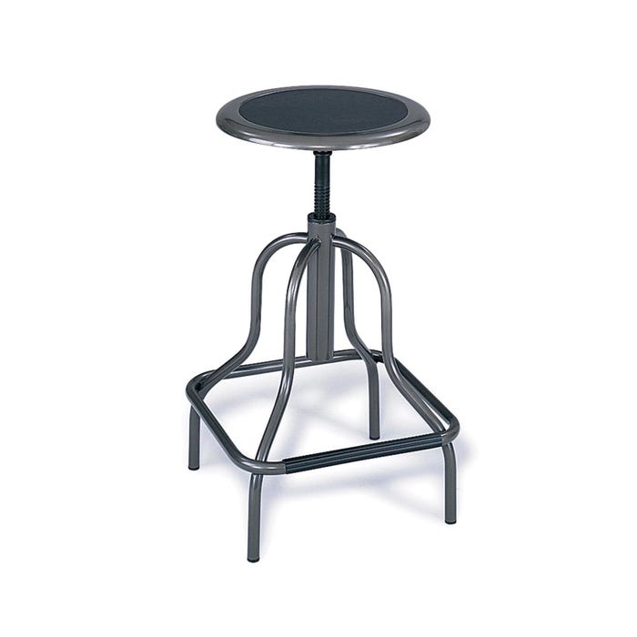 Safco Adjustable Height Workspace Stool with High Base, 22 - 29 in Seat, Steel, Leather Seat, Black