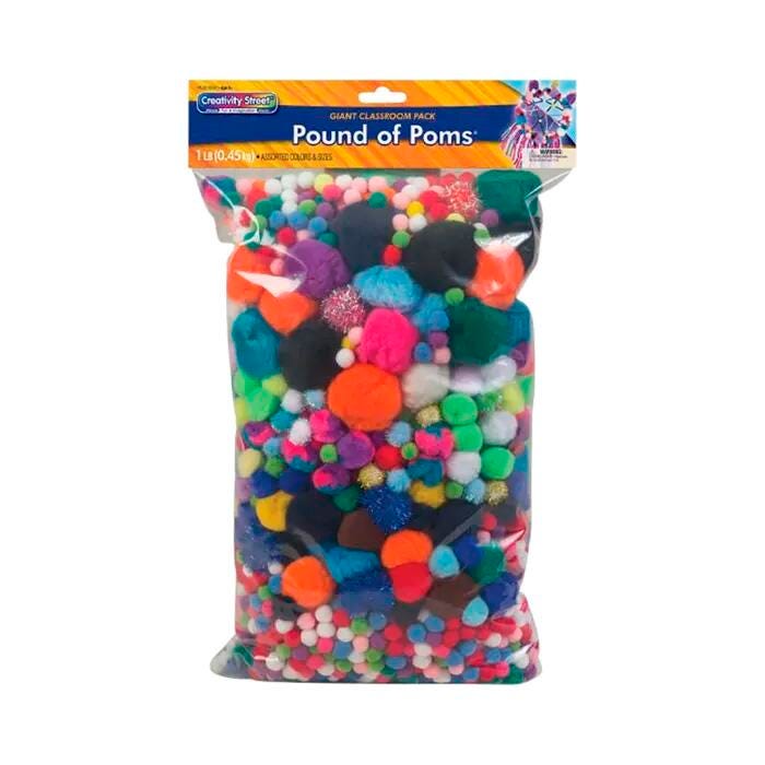 Creativity Street Non-Toxic Pom Pons Classroom Pack, Assorted Sizes and Colors, Set of 1200