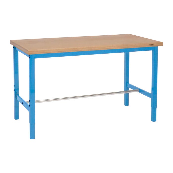 Global Industrial Adjustable Height Workbench with Square Tube Leg, Shop Top Safety Edge