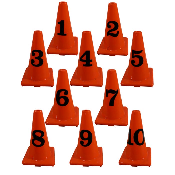 Poly Enterprises Numbered 1-10 Cones, 12 Inch, Set of 10