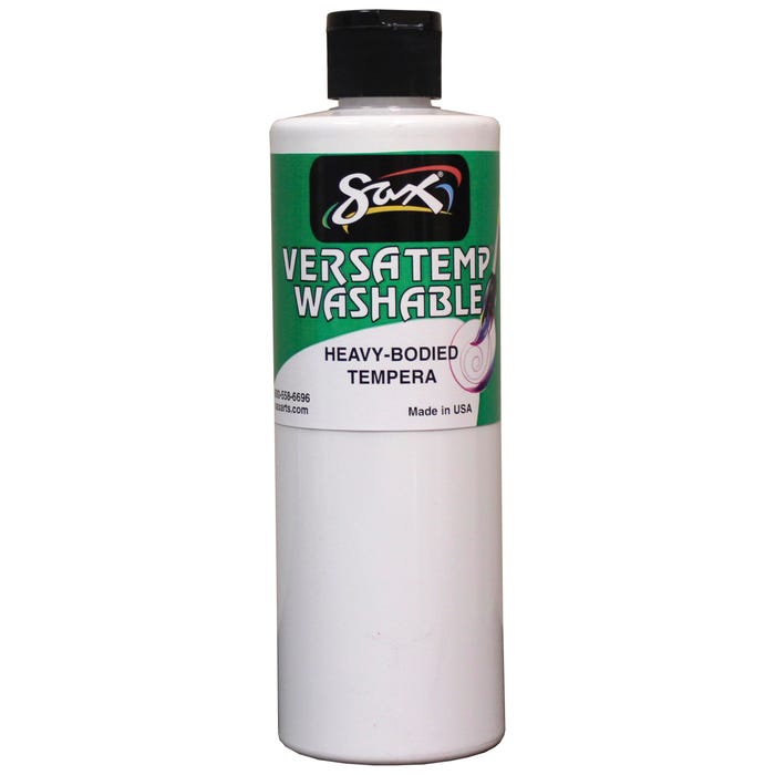 Sax Versatemp Washable Heavy-Bodied Tempera Paint, 1 Pint, White
