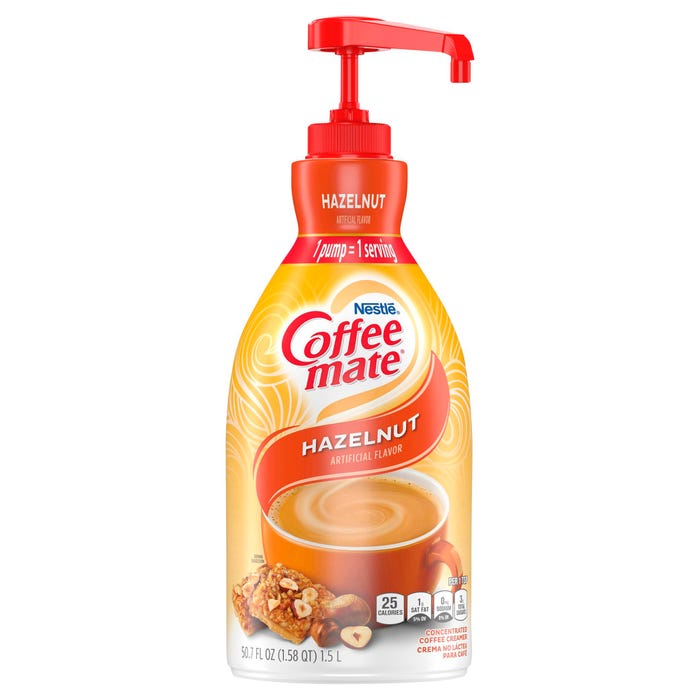 Coffee mate Liquid Concentrated Coffee Creamer, Hazelnut Flavor, 1.58 Quart Pump Bottle