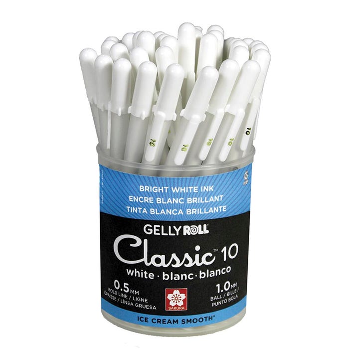 Sakura Gelly Roll Classic Gel Pens, 1.0 mm Bold Tip, White, Pack of 36