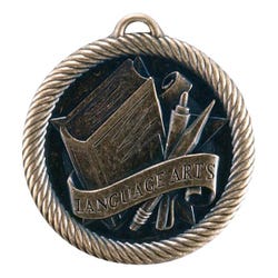 PDU CAT Multi-Level Dovetail/Language Arts Value Medal, 2 in, Solid Die Cast, Gold