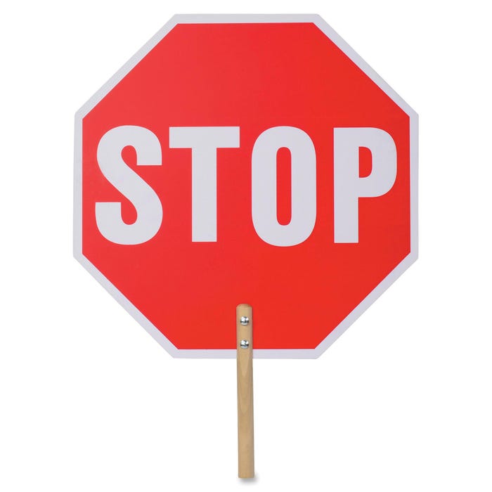 Tatco Handheld Stop Sign, 18 x 1/4 x 18 in, White/Red