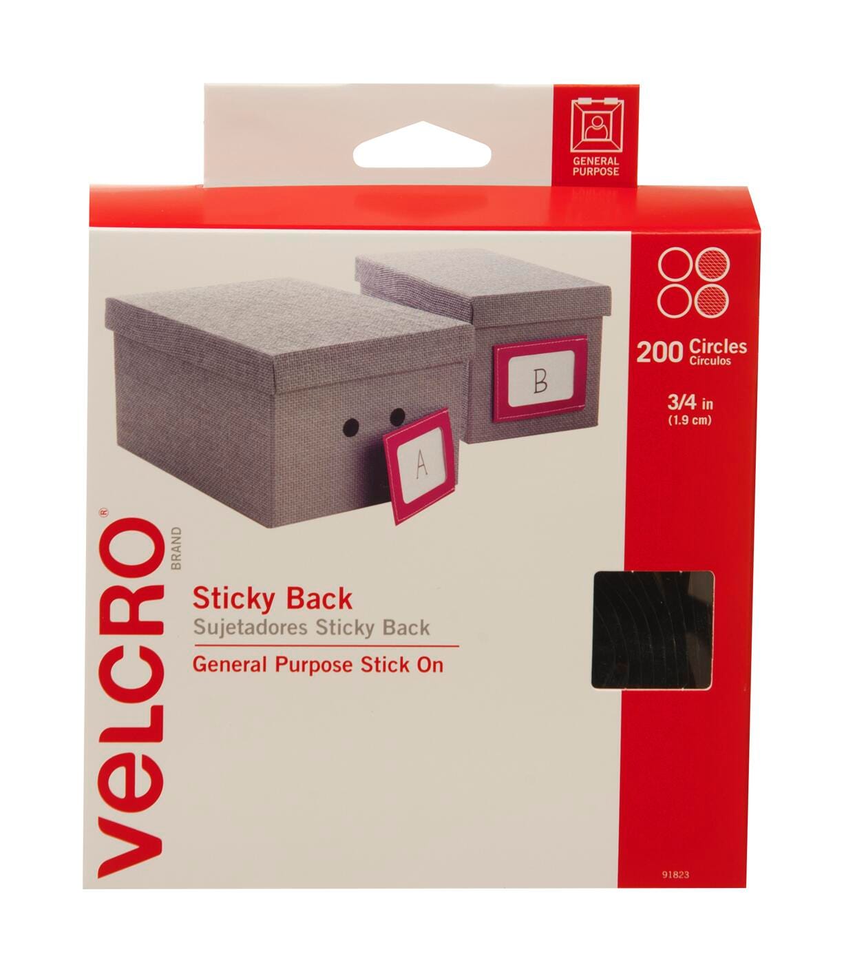 VELCRO Brand Hook and Loop Fastener Coins, 3/4 Inch, Black, Pack of 200 1465244