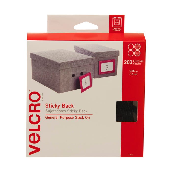 VELCRO Brand Hook and Loop Fastener Coins, 3/4 Inch, Black, Pack of 200