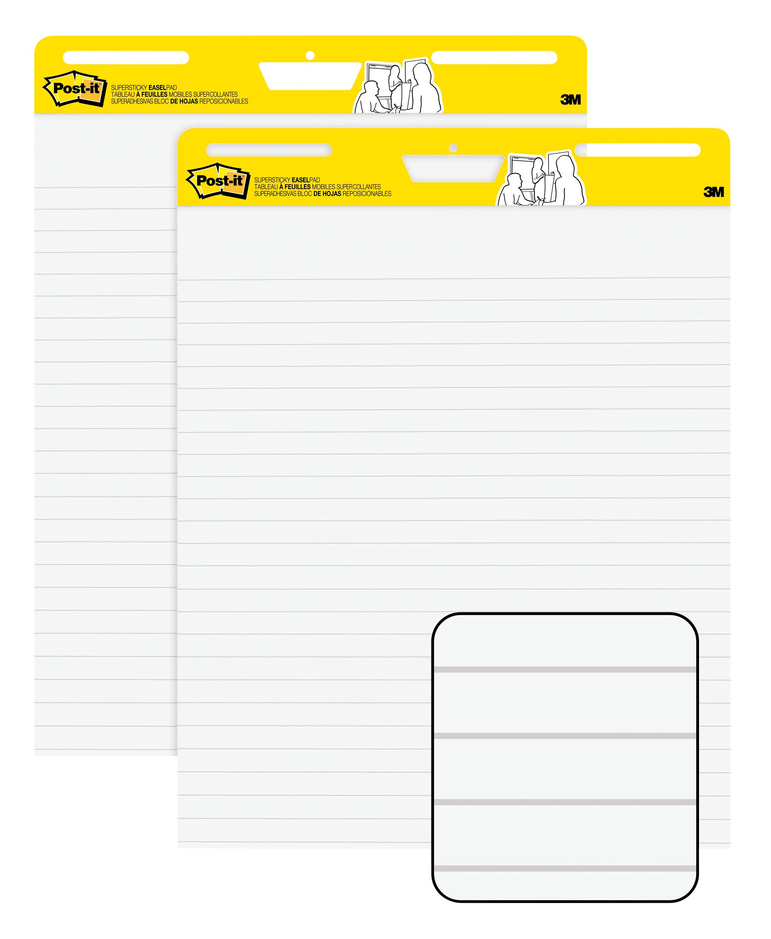 Post-it Super Sticky Easel Pads, 25 x 30 Inches, Ruled, White, 30 Sheets, Pack of 2 2041004