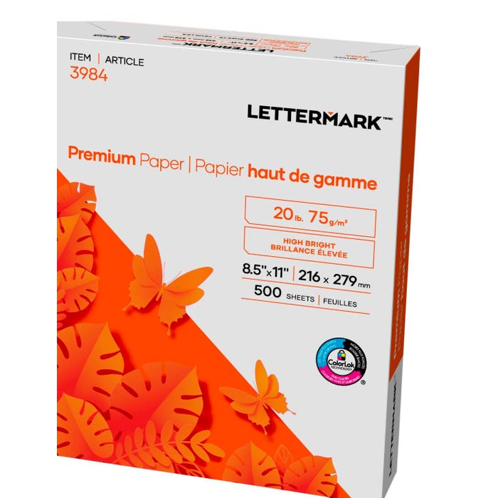 Lettermark Premium Copy Paper, 8-1/2 x 11 Inches, White, 500 Sheets