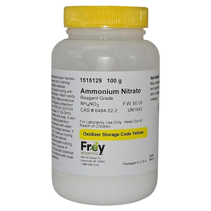 Frey Scientific Ammonium Nitrate, Reagent Grade, 100 Gram