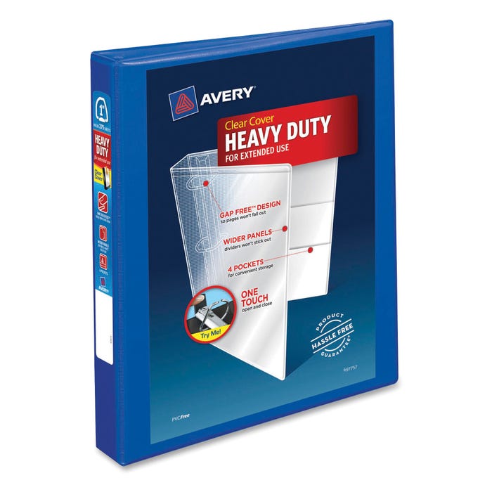 Avery DuraHinge Heavy Duty View Binder, 1 Inch, EZD Ring, Pacific Blue