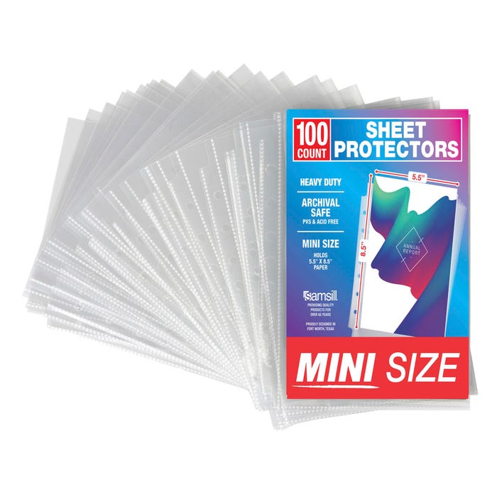 Samsill Mini Heavy Duty Binder Page Protectors, 5-1/2 x 8-1/2 Inches, Clear, 50 Pack