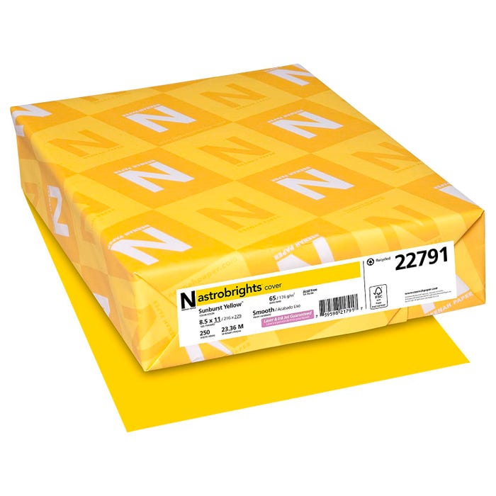 Astrobrights Card Stock, 8-1/2 x 11 Inches, 65 lbs, Sunburst Yellow, Pack of 250