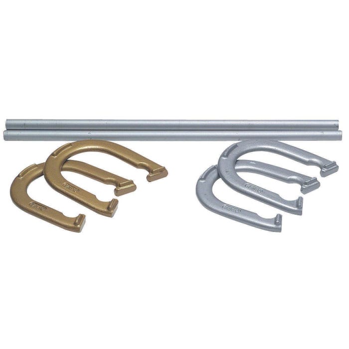 Champion Sports Regulation Steel Horseshoe Game, Set of 4 Steel Horseshoes and 2 Steel Spikes