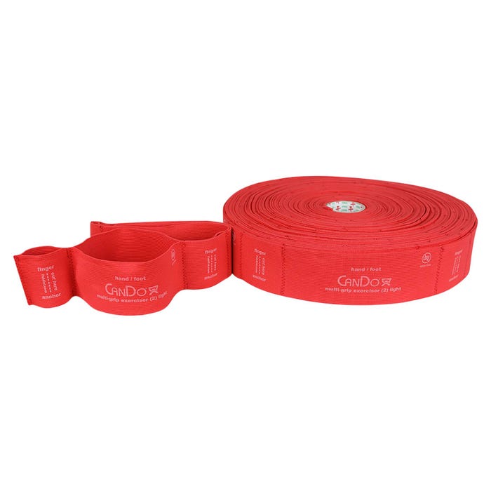CanDo Multi-Grip Exerciser, 90 Foot Roll, Light, Red
