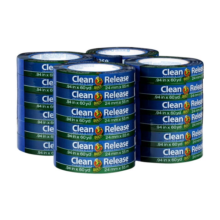 Duck Brand Clean Release Painters Tape, 1 Inch x 60 Yards, Blue, Pack of 24