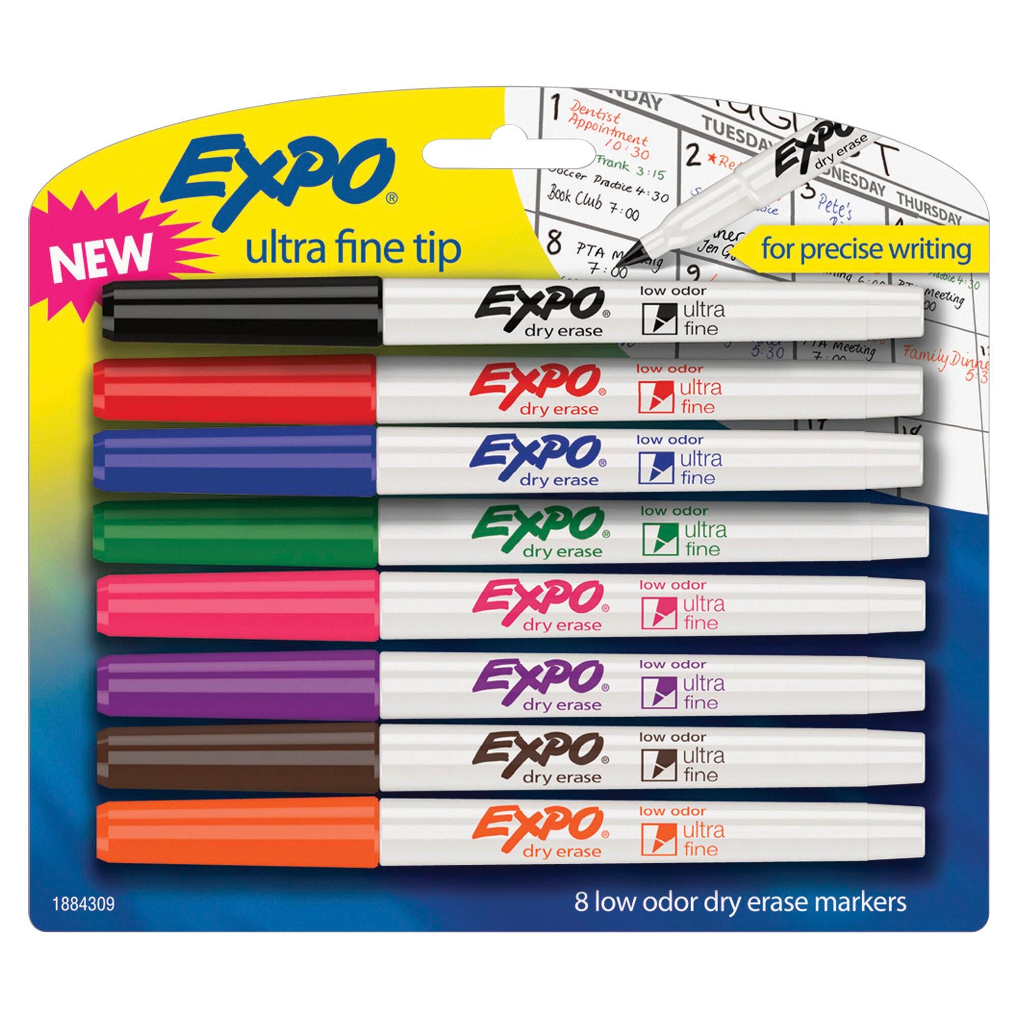 EXPO Low Odor Dry Erase Markers, Ultra Fine Tip, Assorted Colors, Set of 8 1496286