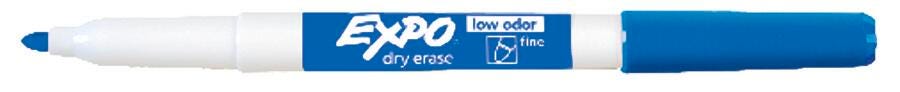 EXPO Low Odor Dry Erase Markers, Fine Tip, Blue, Pack of 12 1333750