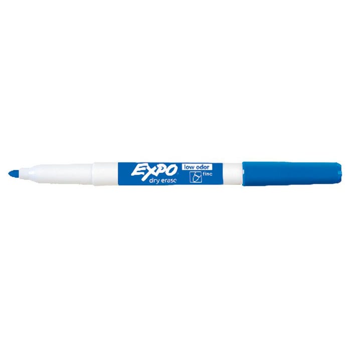EXPO Low Odor Dry Erase Markers, Fine Tip, Blue, Pack of 12