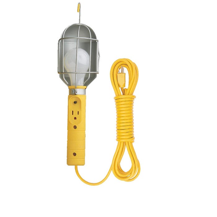 Bayco Incandescent Metal Shield Utility Light with 25 ft 18/3 AWG SJT Cord, 75 W, Yellow