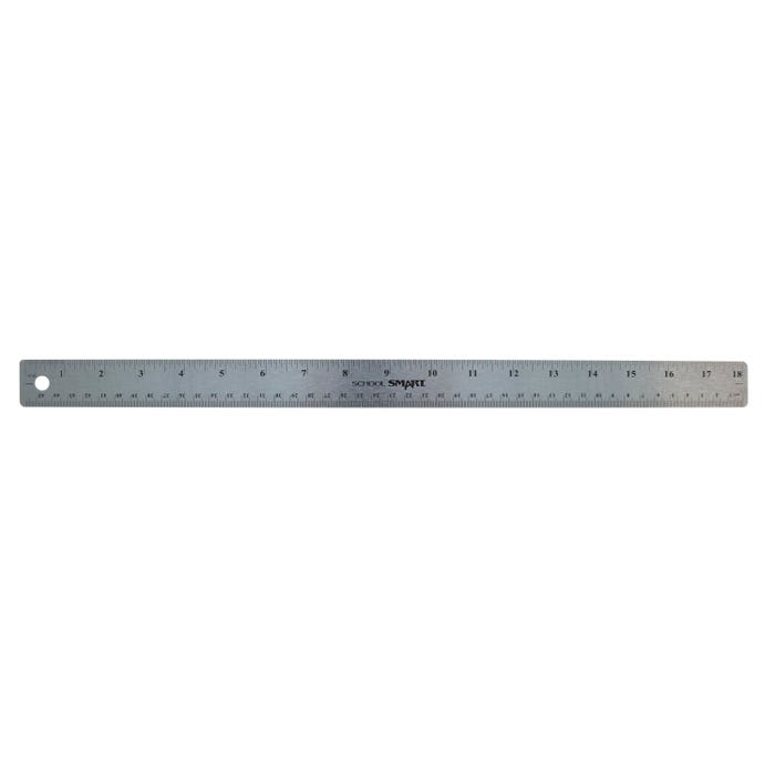 School Smart Flexible Stainless Steel Ruler with Cork Back, 18 Inches