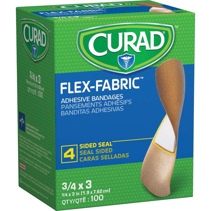 Curad Comfort Cloth Adhesive Fabric Bandage, Latex Free, 3/4 X 3 in, Pack of 100
