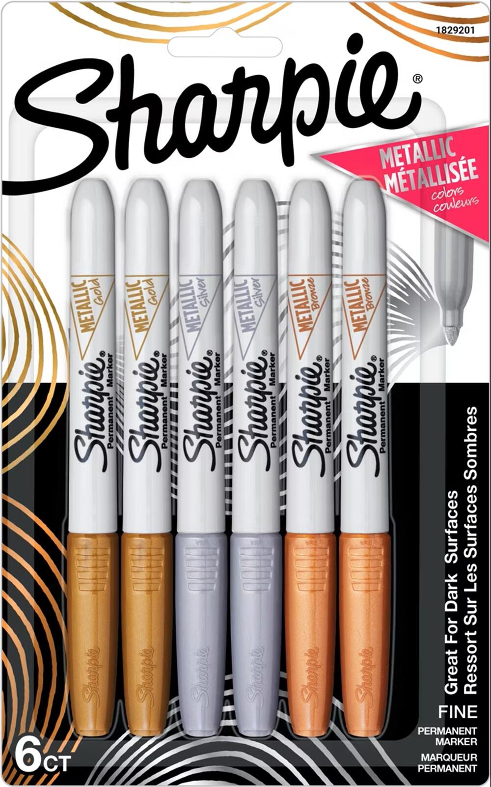 Image for Sharpie Fine Point Metallic Markers, Assorted, Set of 6 from School Specialty