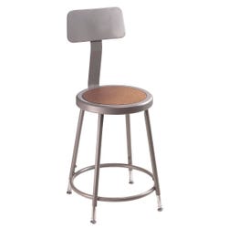 National Public Seating Heavy Duty Steel Stool With Backrest, 24 Inch, Gray 622284