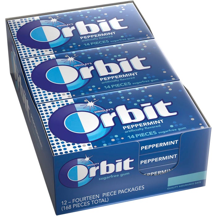 Orbit Peppermint Sugar-Free Gum - Individually Wrapped, Pack of 12