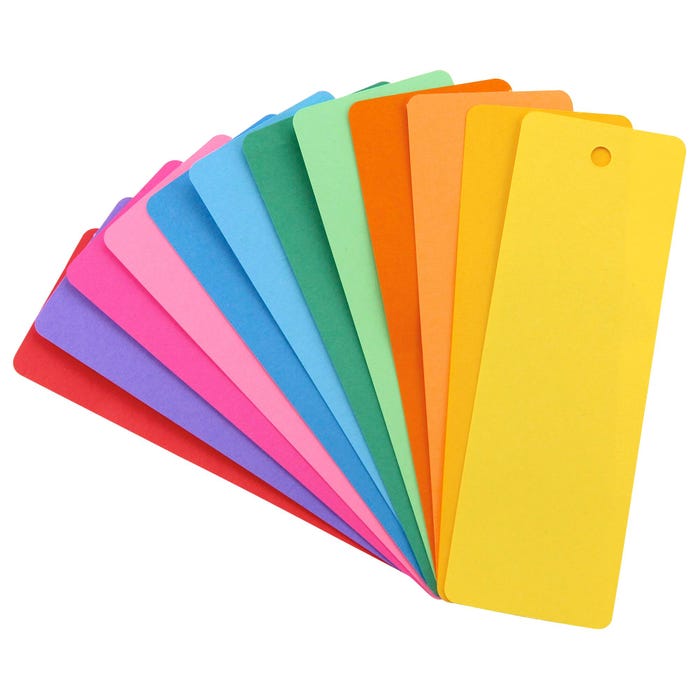 Hygloss Acid-Free Bright Fade-Resistant Blank Bookmark, 7 Assorted Colors, 2 x 6 inches, Pack of 35