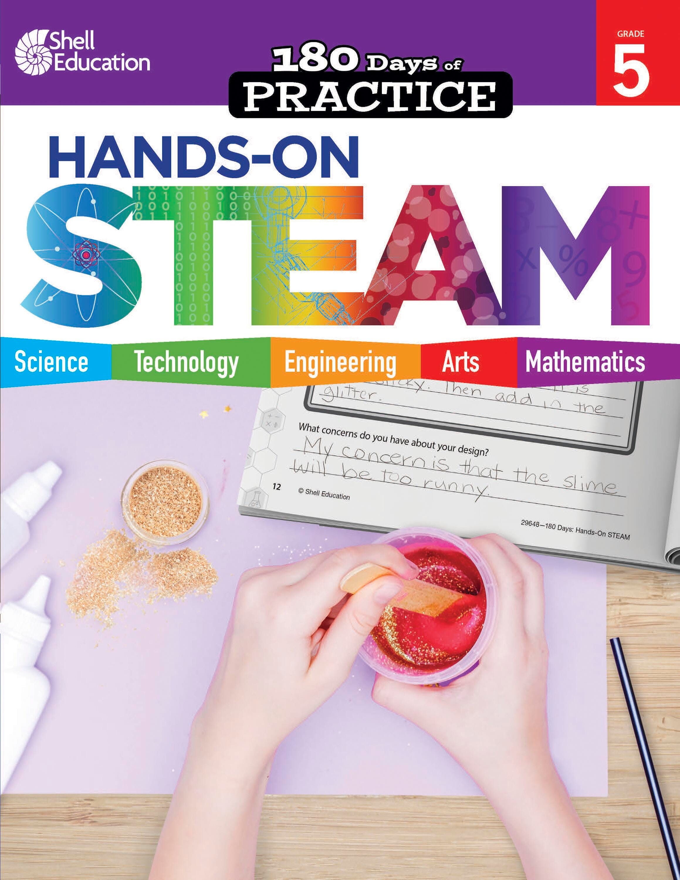 Shell Education Workbook 180 Days of Hands-On-Steam, Grade 5, Item Number 2097280