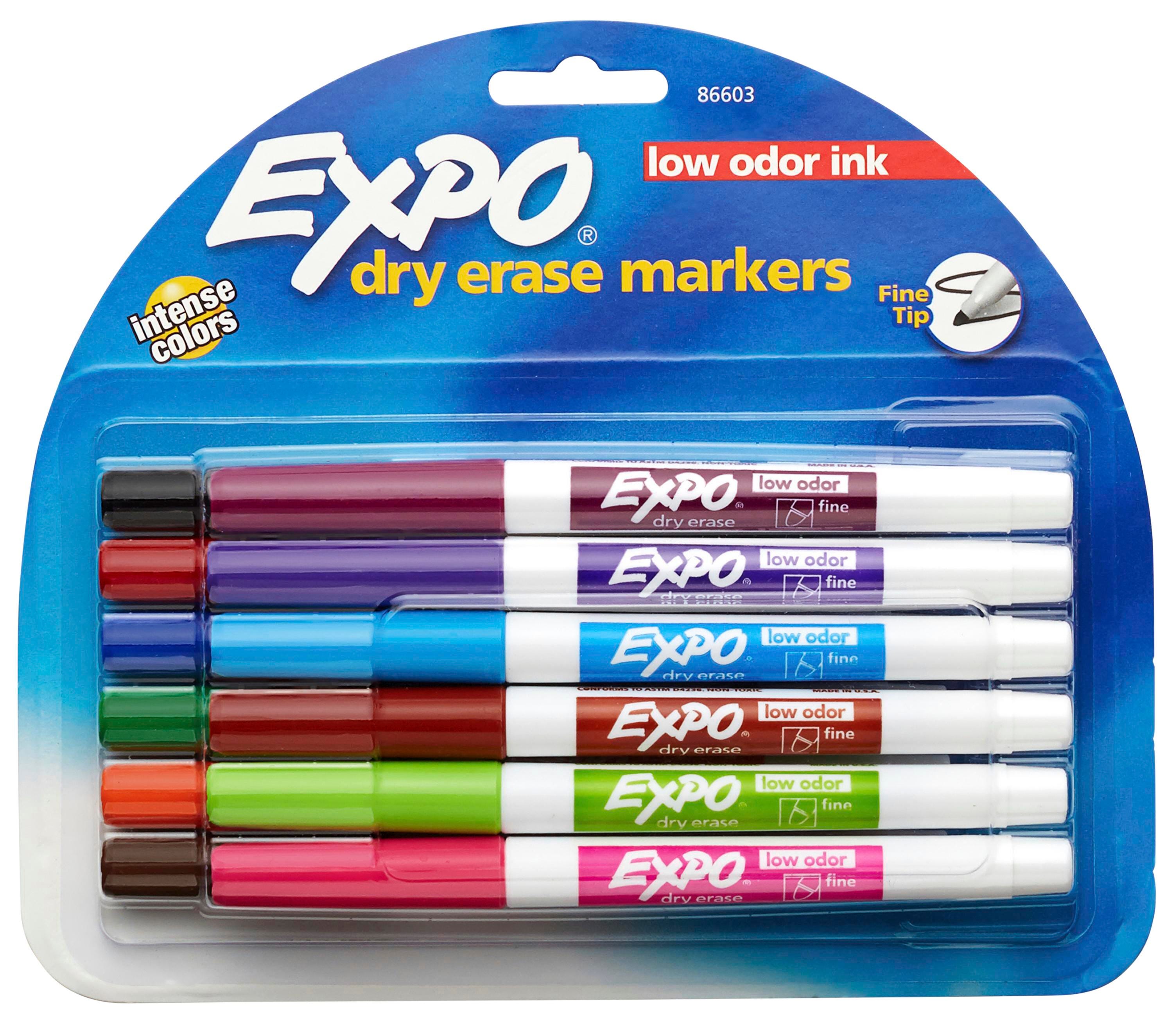 EXPO Low Odor Dry Erase Markers, Fine Tip, Assorted Colors, Pack of 12 389847