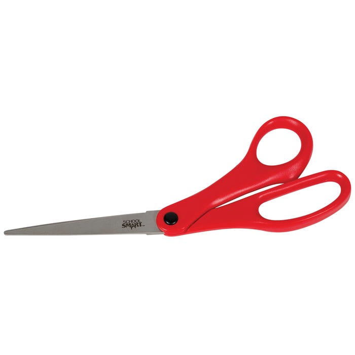School Smart Lightweight Bent Handle Scissors, 8 Inches, Red