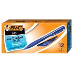 BIC BU3 Retractable Ballpoint Pens, 1.0mm, Medium Point, Blue, Pack of 12 1466993