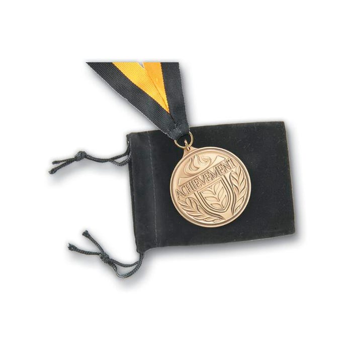 Velour Drawstring Recognition Medal Pouch, 3 x 4 Inches, Black