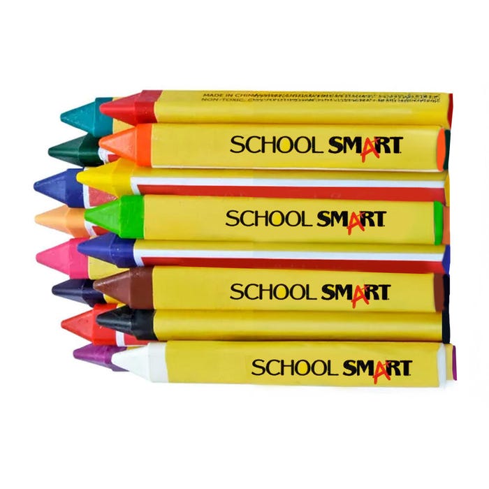 School Smart Triangular Crayons, Assorted Colors, Set of 16