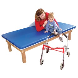 Image for Clinton Industries Manual Hi-Lo Upholstered Mat Table, 48 x 84 x 19 to 27 Inches Adjusting, Wood Table/Polyurethane Foam Mat from School Specialty